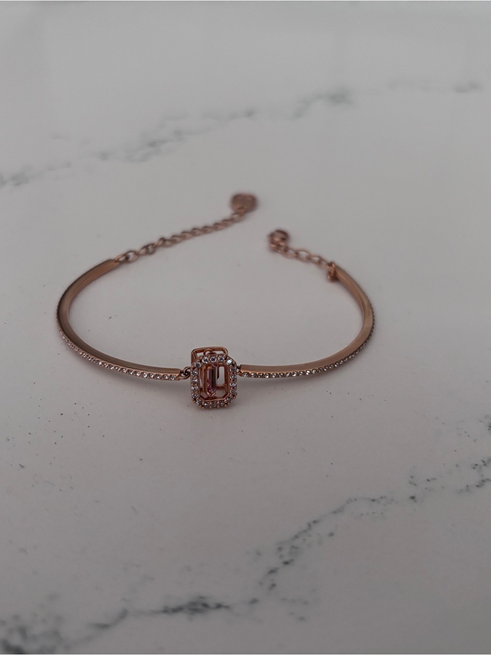 Swarovski Rose Gold Crystal Halo Bangle Bracelet